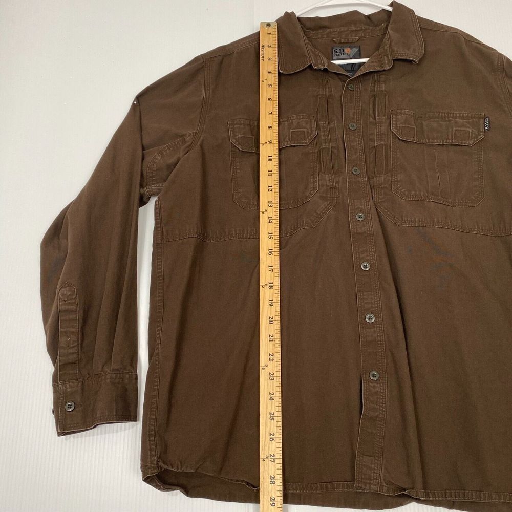 511 Tactical Series Men's Brown Button Up Shirt Size Size XL Long Sleeve Pockets - Picture 3 of 13